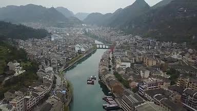 贵州黔东南镇远古镇旅游景点舞阳河畔人文景视频的预览图